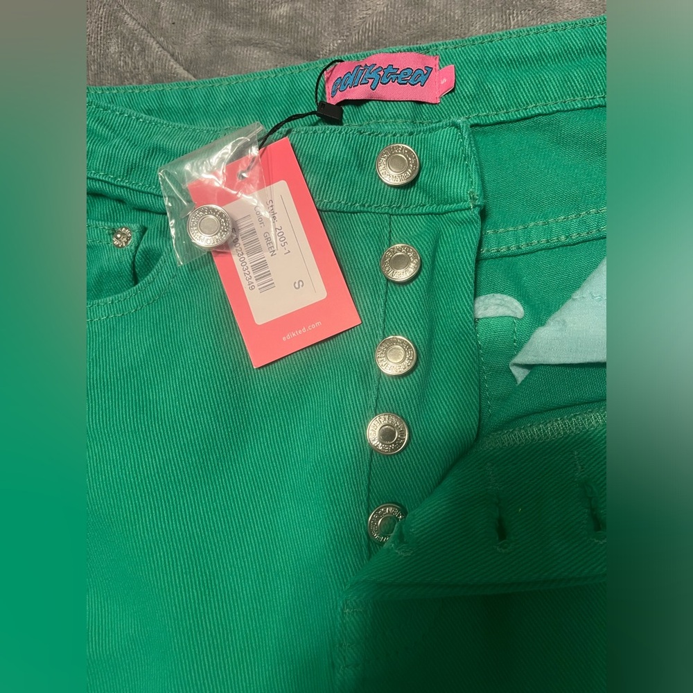 Edikted Wide Leg Green Jeans, Size Small, NWT